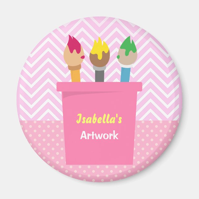 Paintbrushes Little Artists Girls Fridge Magnets (Front)