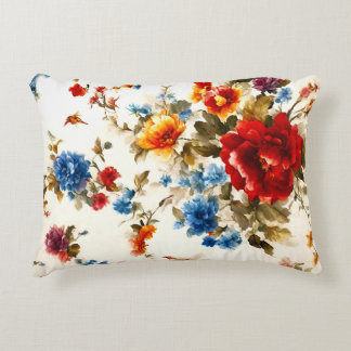 Painted Еlegant & Delicate Colourful Summer Flower Accent Pillow