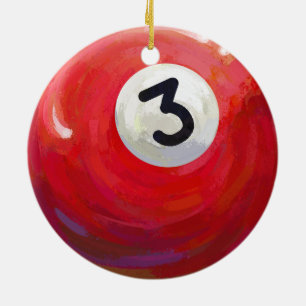 Painted 3 Pool Ball Pattern Ceramic Ornament