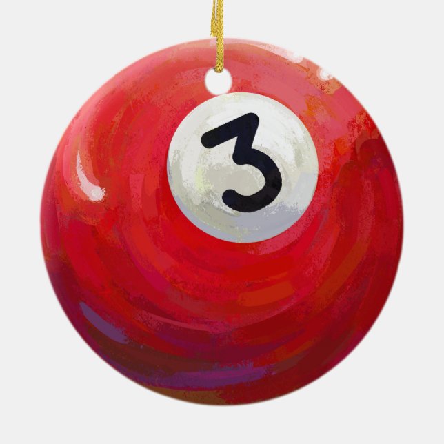 Painted 3 Pool Ball Pattern Ceramic Ornament (Back)