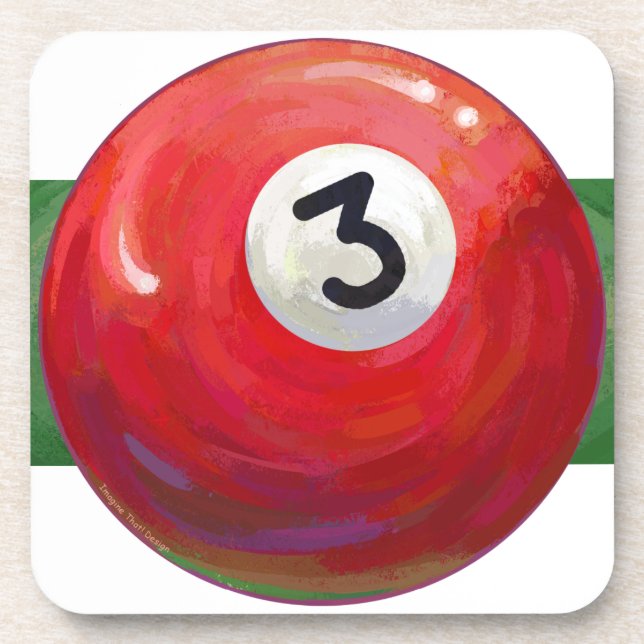 Painted 3 Pool Ball Pattern Coaster (Front)