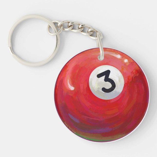 Painted 3 Pool Ball Pattern Keychain (Front)