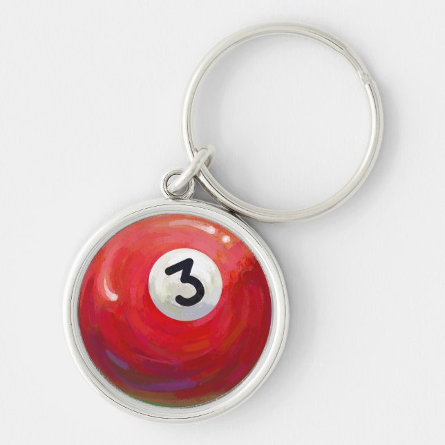 Painted 3 Pool Ball Pattern Keychain (Front)