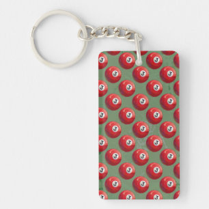 Painted 3 Pool Ball Pattern Keychain