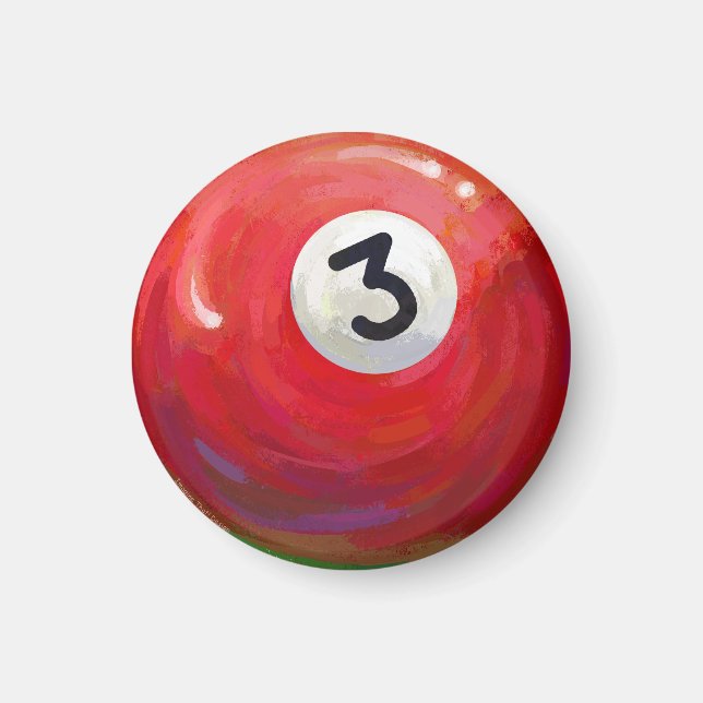 Painted 3 Pool Ball Pattern Magnet (Front)