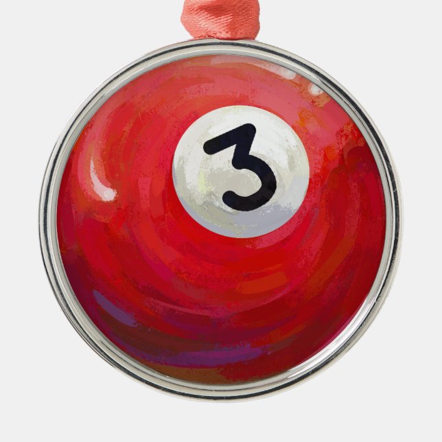 Painted 3 Pool Ball Pattern Metal Ornament (Front)