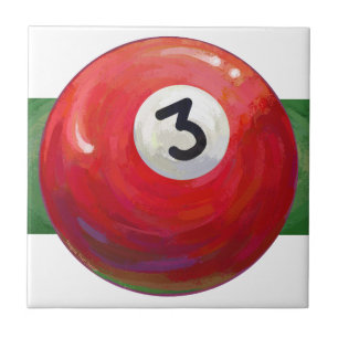 Painted 3 Pool Ball Pattern Tile