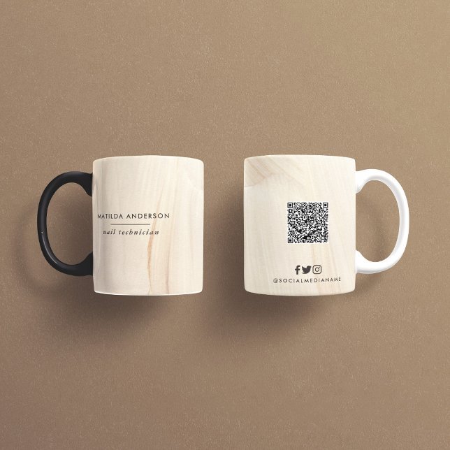 Painted Abstract Natural Elegant Neutral QR code Mug (Creator Uploaded)