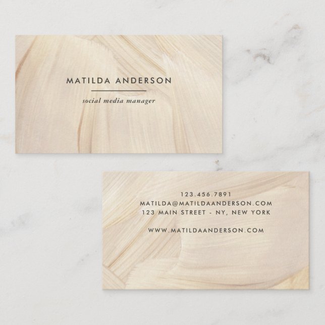 Painted Abstract Natural Elegant Neutral Simple Business Card (Front/Back)