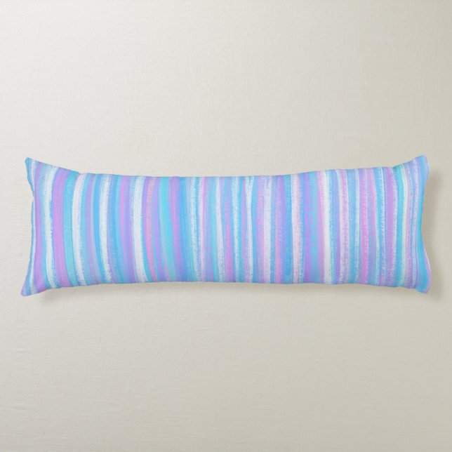 Painted Acrylic Stripes Turquoise Pink Purple Body Pillow (Front)