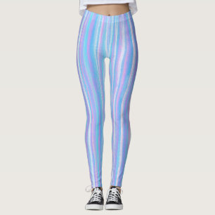Painted Acrylic Stripes Turquoise Pink Purple Leggings