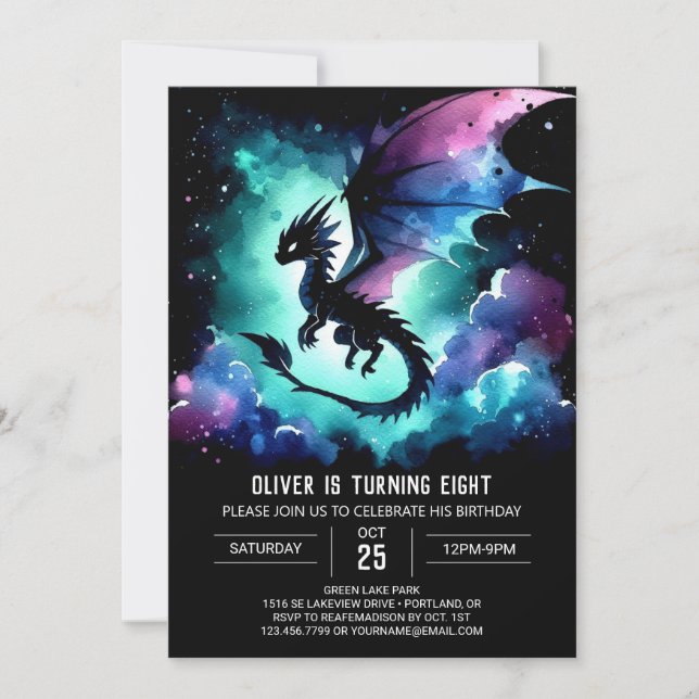 Painted Adorable Dragon Birthday Invitation (Front)