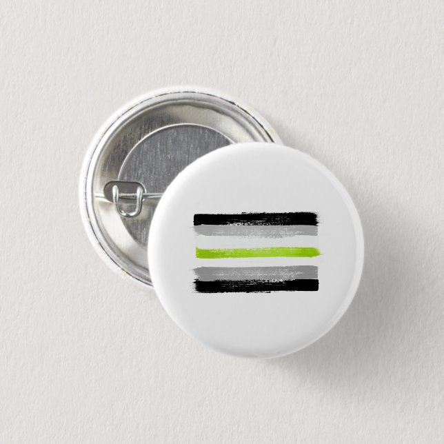 PAINTED AGENDER PRIDE FLAG 1 INCH ROUND BUTTON (Front & Back)