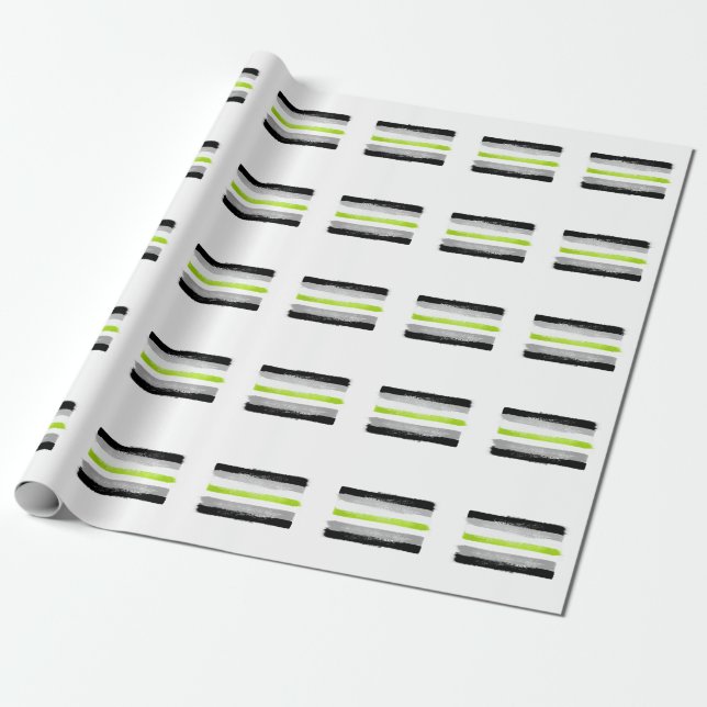PAINTED AGENDER PRIDE FLAG WRAPPING PAPER (Unrolled)