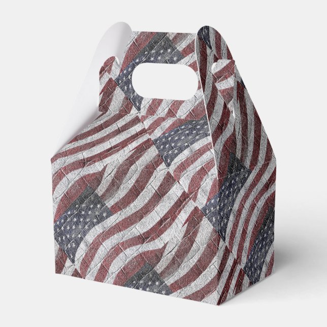 Painted American Flag on Brick Wall Texture Favor Box (Front Side)