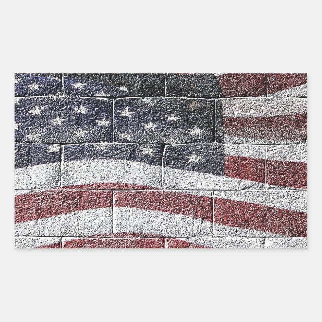 Painted American Flag on Brick Wall Texture Sticker (Front)