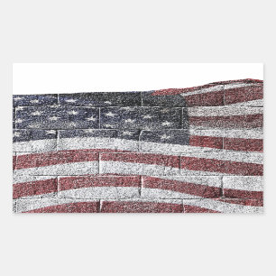 Painted American Flag on Brick Wall Texture Sticker