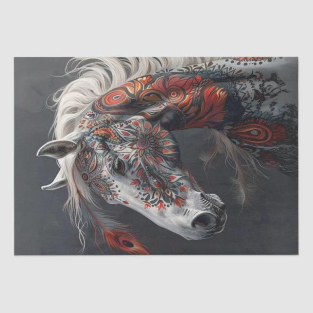 Painted American Indian Horse Decoupage Tissue Paper (Front)