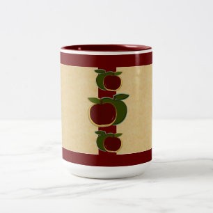 Painted Apples (foe/cranberry) Large Two-Tone Coffee Mug