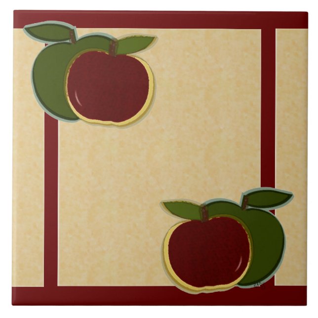 Painted Apples (foe/cranberry) Tile (Front)