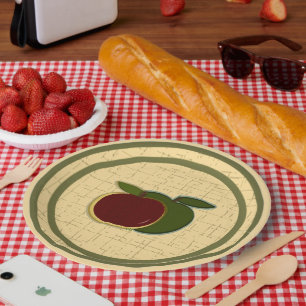 Painted Apples Red Green  Paper Plate
