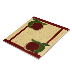 Painted Apples (textured/cranberry) Tile
