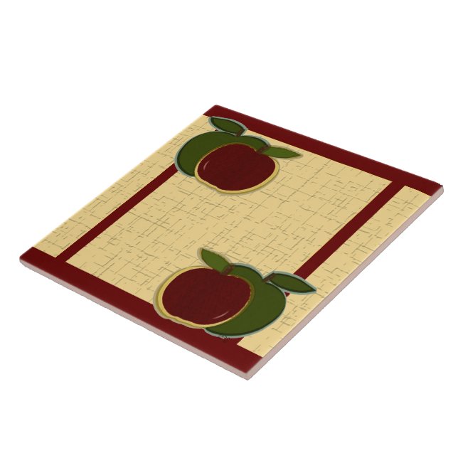 Painted Apples (textured/cranberry) Tile (Side)
