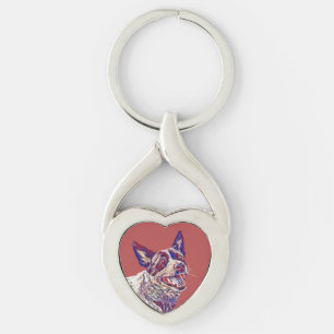Painted Australian Cattle Dog Key Chain