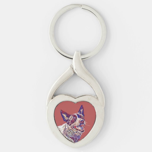 Painted Australian Cattle Dog Key Chain (Front)