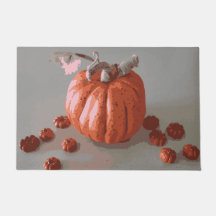Painted Autumn Fall Pumpkin Orange and Grey