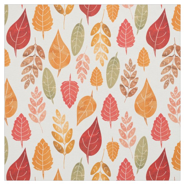 Painted Autumn Leaves Pattern Fabric (Swatch)