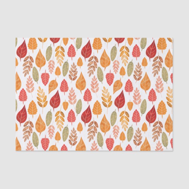 Painted Autumn Leaves Pattern Tissue Paper (Front)