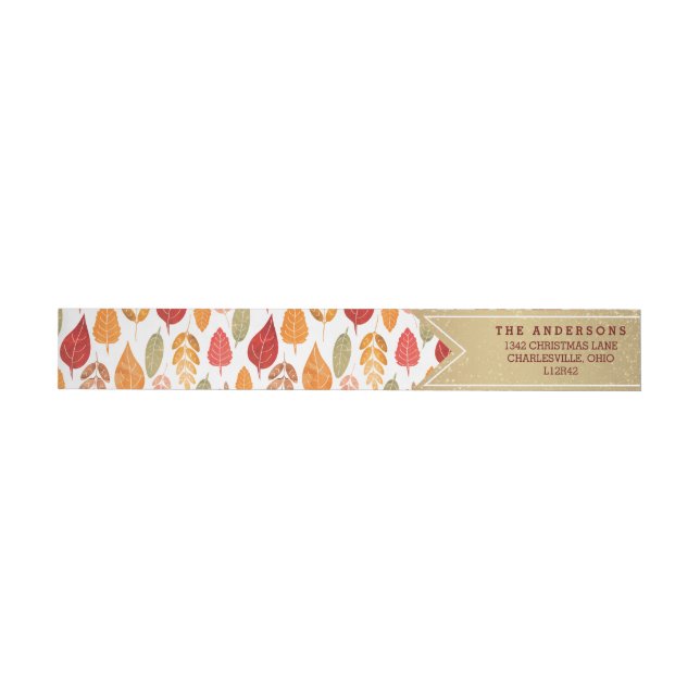 Painted Autumn Leaves Pattern Wrap Around Label (Individual)