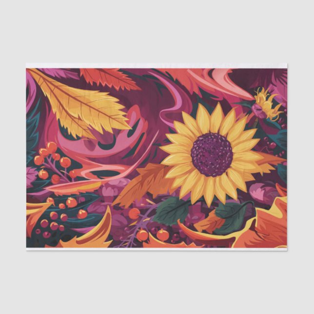 Painted Autumn Sunflower, Fall Festival! Tissue Paper (Front)