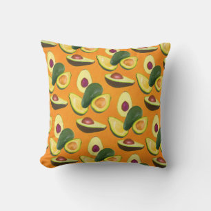 Painted Avocado Pattern Outdoor Pillow
