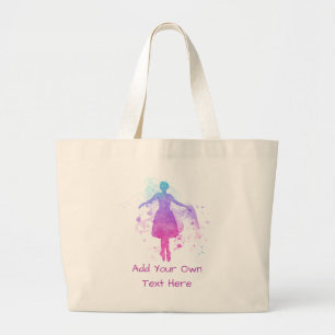 Painted Ballet Dancer to Personalize - Colourful Large Tote Bag