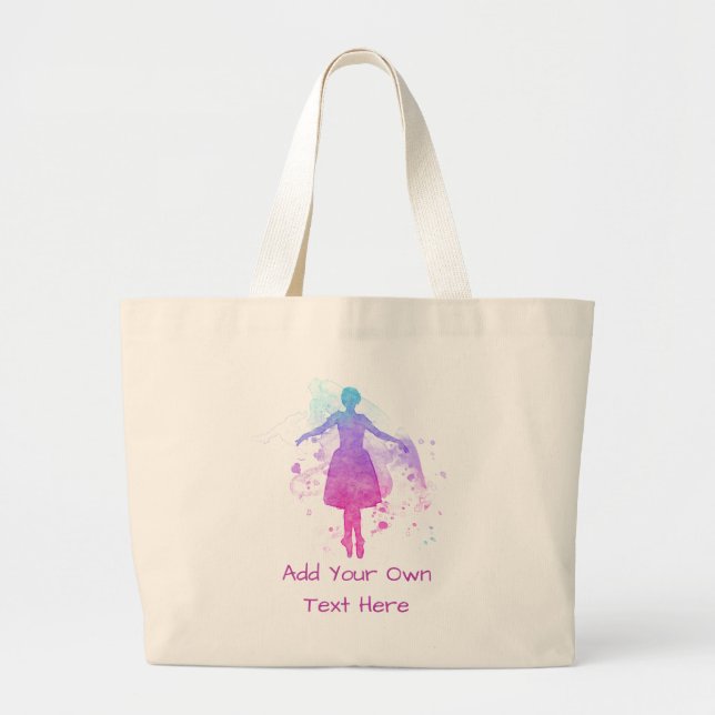 Painted Ballet Dancer to Personalize - Colourful Large Tote Bag (Front)