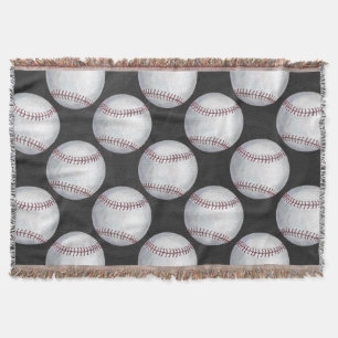 Painted Baseball Pattern Throw Blanket