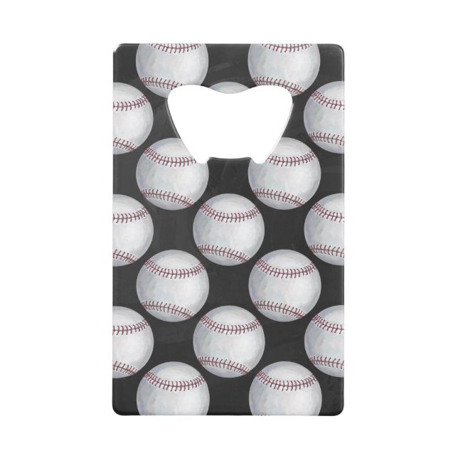 Painted Baseball Pattern Wallet Bottle Opener (Front)