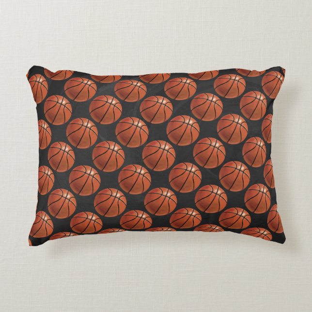 Painted Basketball Pattern Accent Pillow (Front)