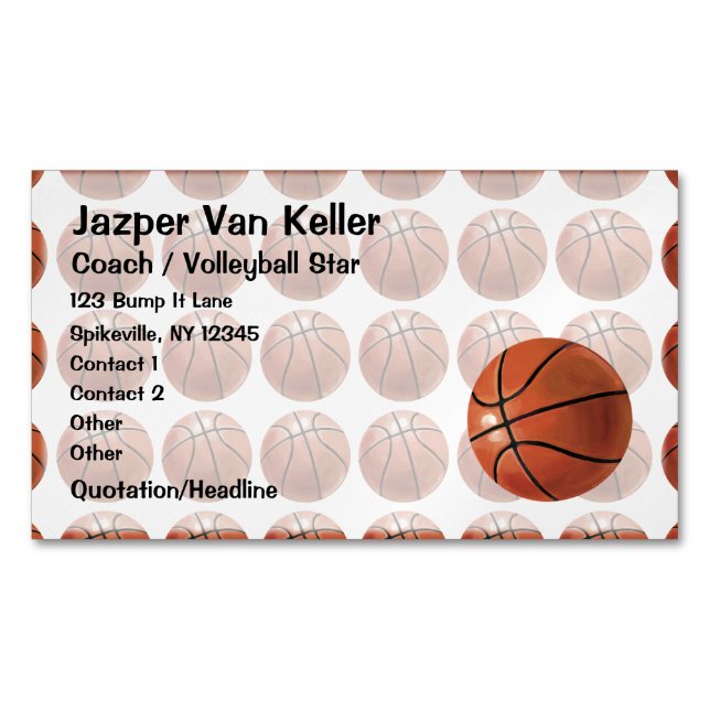 Painted Basketball Pattern Magnetic Business Card (Front)