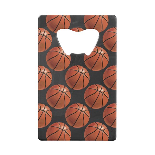 Painted Basketball Pattern Wallet Bottle Opener (Front)
