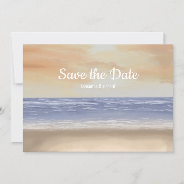 Painted Beach Scene Save The Date (Front)
