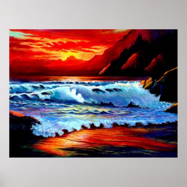 Painted Beach Sunset Poster (Front)