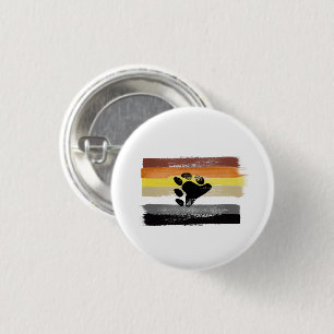 PAINTED BEAR PRIDE FLAG and SYMBOL 1 Inch Round Button