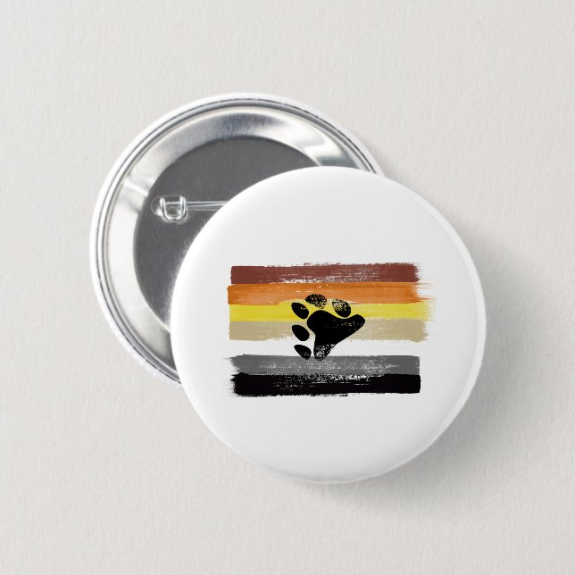 PAINTED BEAR PRIDE FLAG and SYMBOL 2 Inch Round Button (Front & Back)