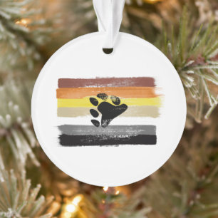 PAINTED BEAR PRIDE FLAG and SYMBOL Ornament