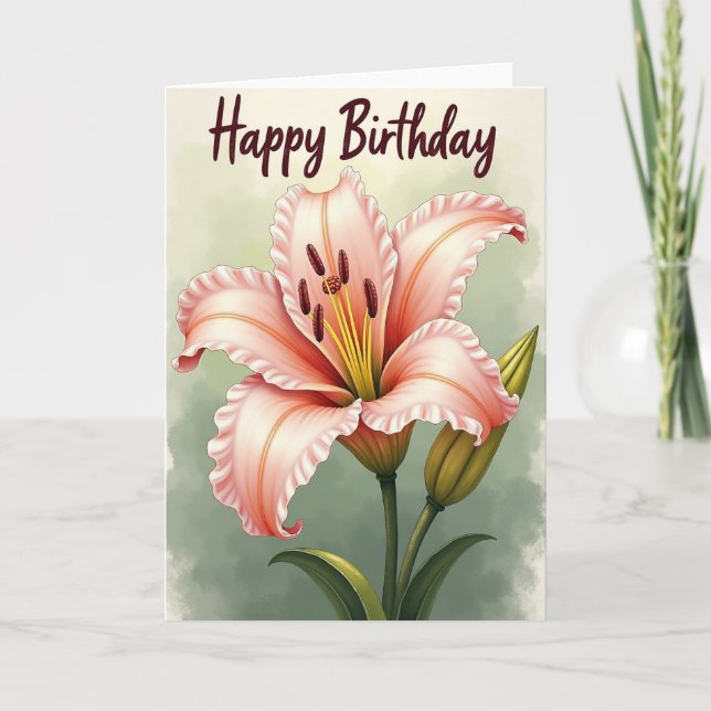 Painted Birthday Lily Card (Front)