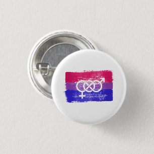 PAINTED BISEXUAL SYMBOL PRIDE FLAG 1 INCH ROUND BUTTON