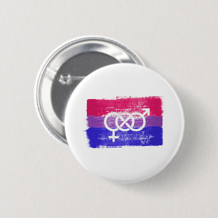 PAINTED BISEXUAL SYMBOL PRIDE FLAG 2 INCH ROUND BUTTON